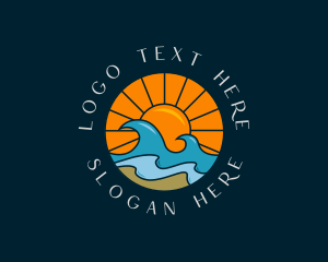 Swimming - Sun Beach Wave logo design