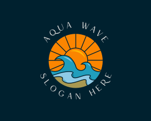 Sun Beach Wave logo design