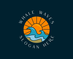 Sun Beach Wave logo design