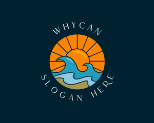 Swimming - Sun Beach Wave logo design