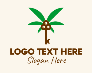 Lock - Coconut Tree Key logo design
