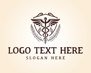 Hospital - Caduceus Shield Emblem logo design