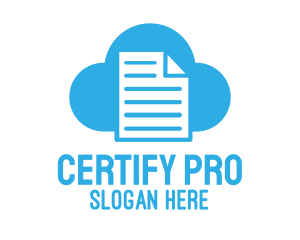 Certification - Blue Cloud Document logo design