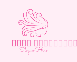 Pink Hair - Pink Feminine Hairdresser logo design