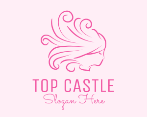 Wig - Pink Feminine Hairdresser logo design