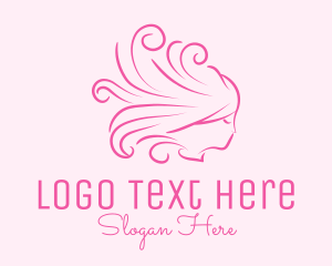 Wig - Pink Feminine Hairdresser logo design