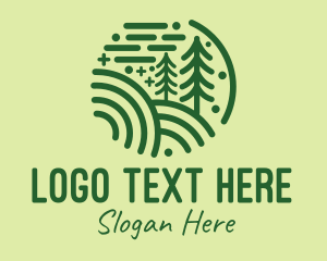 Glamping - Nature Pine Forest logo design