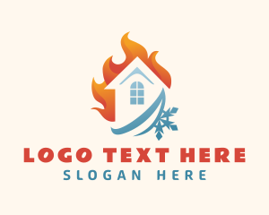 Hvac - Home Fire Snowflake logo design