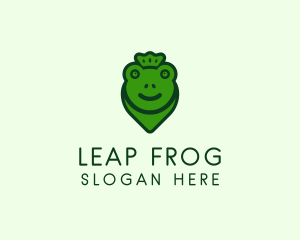 Crown Frog Pin logo design