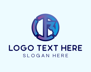 Digital - Blue Letter R Business logo design
