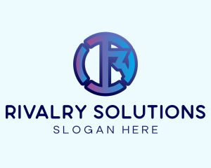 Blue Letter R Business logo design