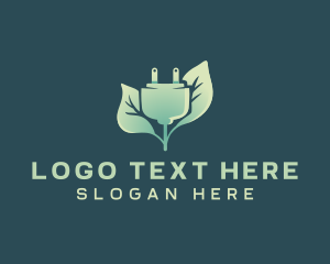 Plug - Electric Plug Leaf logo design