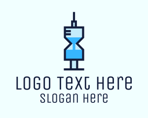 Blue Medical Syringe Hourglass Logo