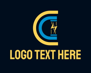 Strike - Electricity Charge Letter C logo design