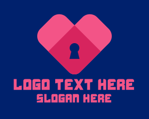 Online Dating - Digital Lock Heart logo design