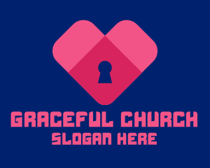 Online Protection - Digital Lock Heart logo design