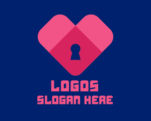 Mobile Application - Digital Lock Heart logo design