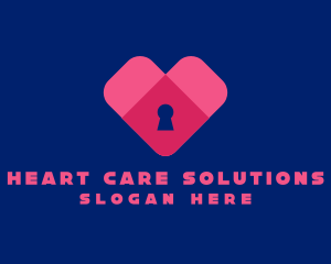 Digital Lock Heart  logo design