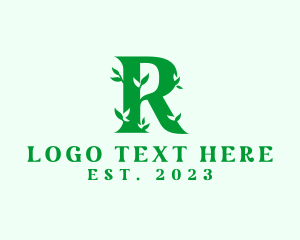 Botanical - Natural Leaf Letter R logo design