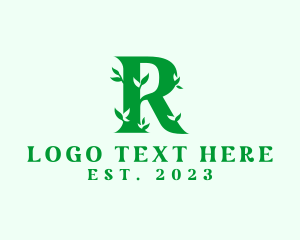 Eco - Natural Leaf Letter R logo design