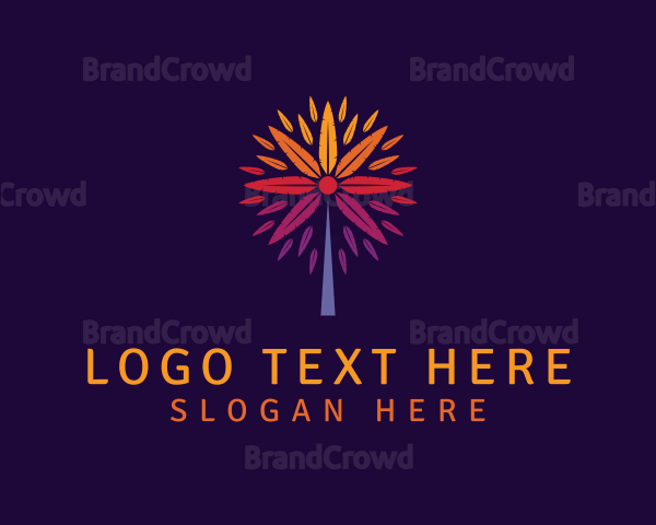 Colorful Feather Leaf Tree Logo