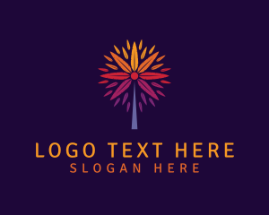 Fireworks - Colorful Feather Leaf Tree logo design