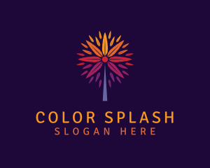 Colorful Feather Leaf Tree logo design