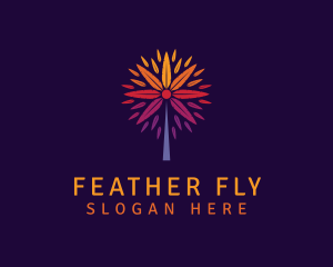 Colorful Feather Leaf Tree logo design