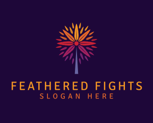 Colorful Feather Leaf Tree logo design