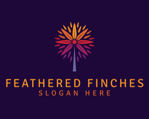 Colorful Feather Leaf Tree logo design