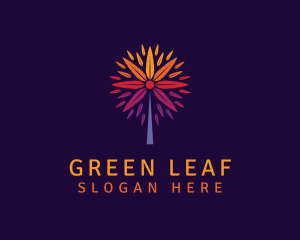 Colorful Feather Leaf Tree logo design