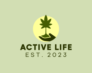 Organic Product - Marijuana Plant Seedling logo design