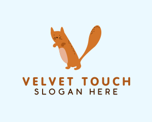 Playful Cat Letter V logo design