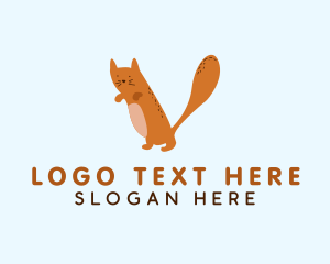 Feline - Playful Cat Letter V logo design