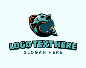 Gaming - Angry Ocean Fish Cartoon Gaming logo design