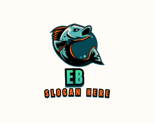 Game Streaming - Angry Ocean Fish logo design