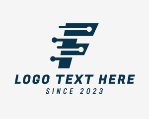 Web Design - Digital Connection Circuit Letter F logo design