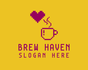 Pixelated Brewed Coffee logo design