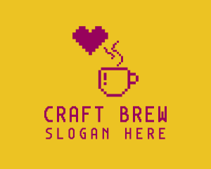 Pixelated Brewed Coffee logo design