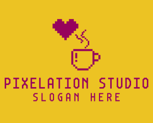 Pixelated Brewed Coffee logo design