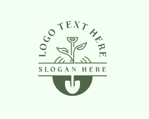 Herbal - Natural Shovel Planting logo design