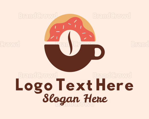 Donut Coffee Bean Cup Logo