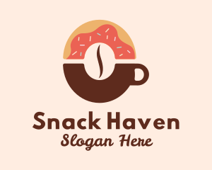 Donut Coffee Bean Cup logo design