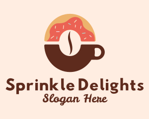 Donut Coffee Bean Cup logo design