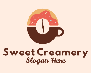 Donut Coffee Bean Cup logo design