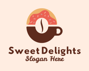 Donut Coffee Bean Cup logo design