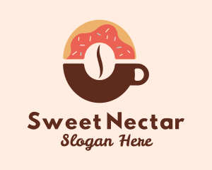 Donut Coffee Bean Cup logo design