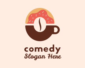 Food Stall - Donut Coffee Bean Cup logo design