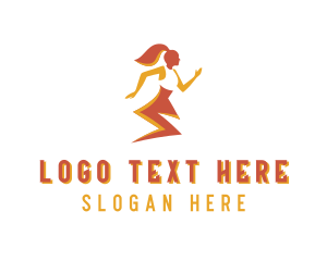 Woman - Running Lightning Woman logo design
