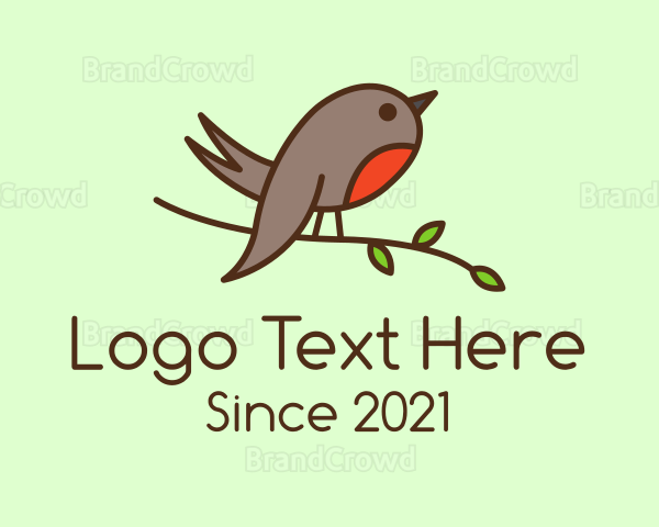 Perched Robin Bird Logo